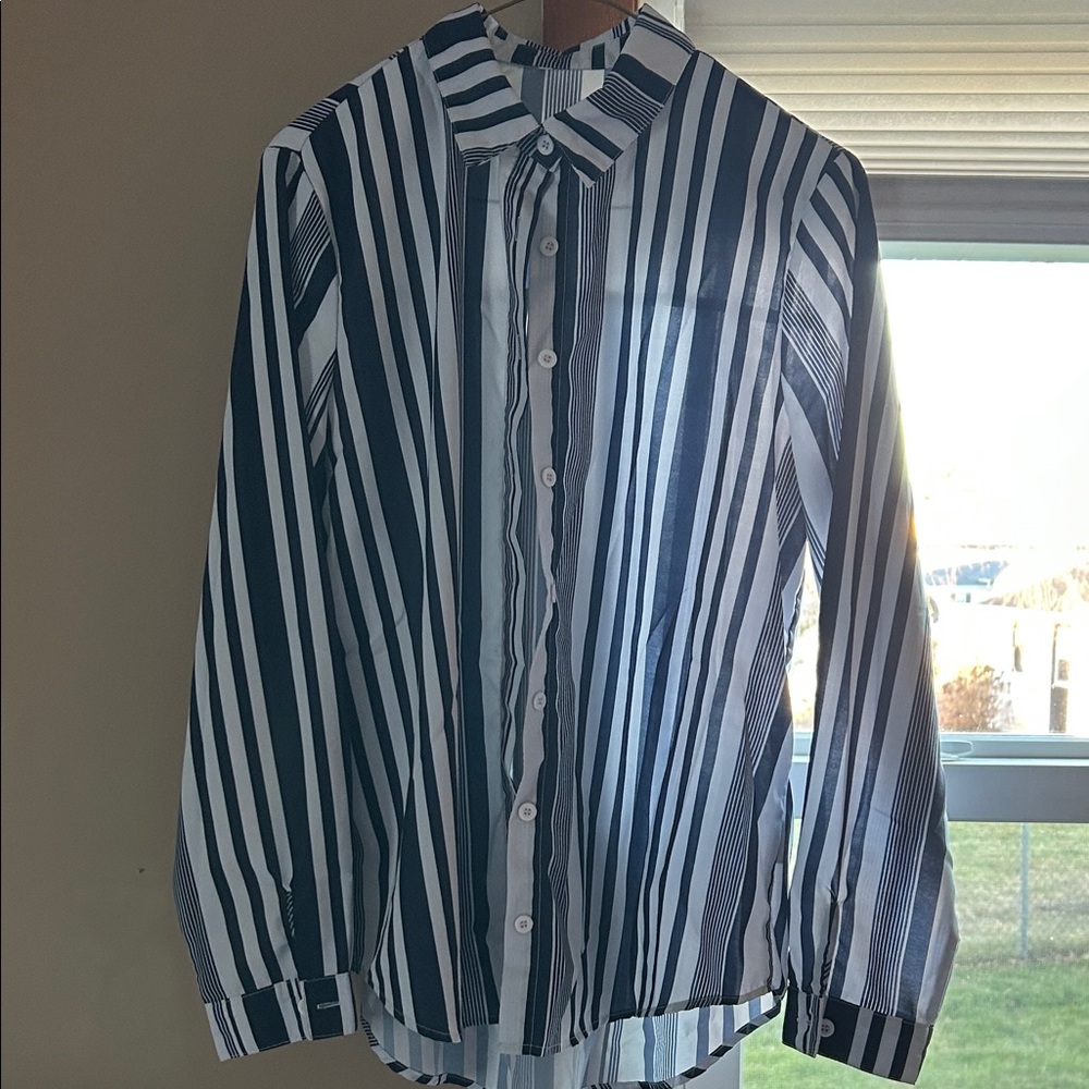 Stylish Women's Striped Button-Up Blouse